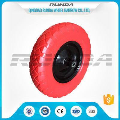 China 90mm Hub Length PU Foam Wheel 16inch No Air 20mm Bore Hole Carbon Steel Bearing supplier