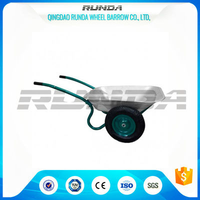 China Galvanized Color Double Wheel Wheelbarrow 6CBF 1.2mm Tray Thickness 13.9kg supplier